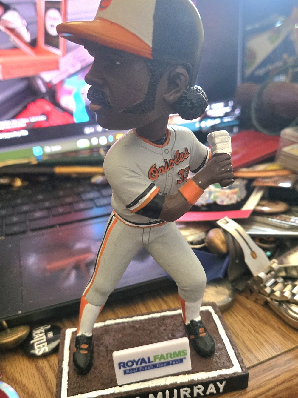 Orioles-Inspired Orange & White Baseball Player Bobblehead Eddie Murray No Bat